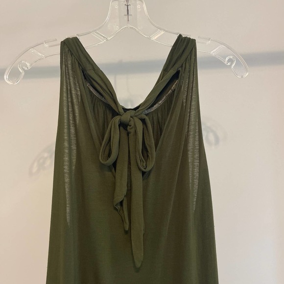 Mossimo‎ Army Green V back Super Soft Hi Nick tank top tie back Size L Pre-owned - Picture 4 of 7